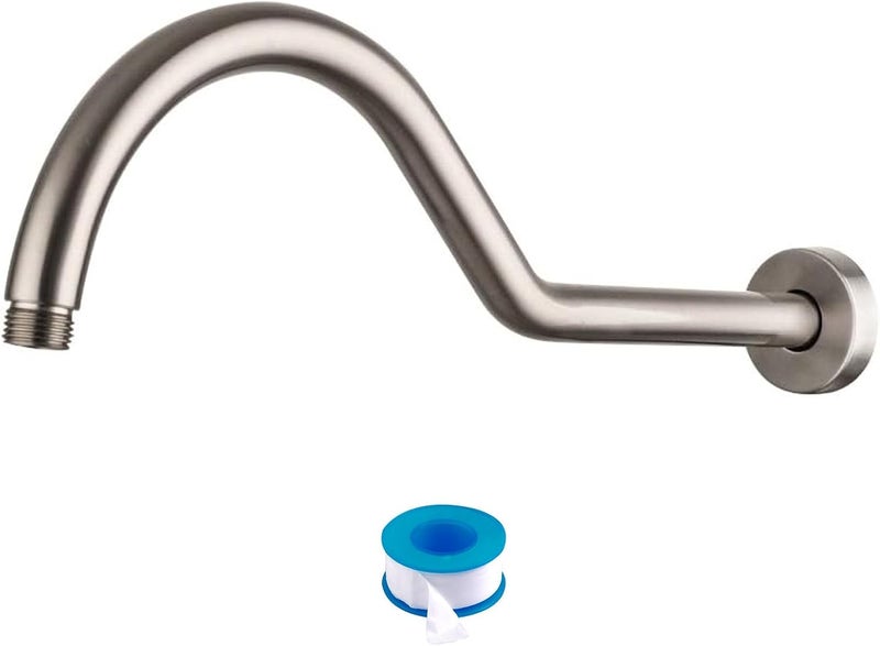 Lordear Shower Extension Arm Solid Brushed Nickel T304 Stainless Steel 17 Inch Extension Shower Arm with Flange Shower Head Pipe For Rain Shower Heads - Image 1